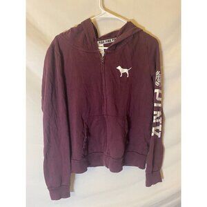 Vintage Victorias Secret Pink Dog Doggy Hoodie Sweatshirt womens Medium Purple‎